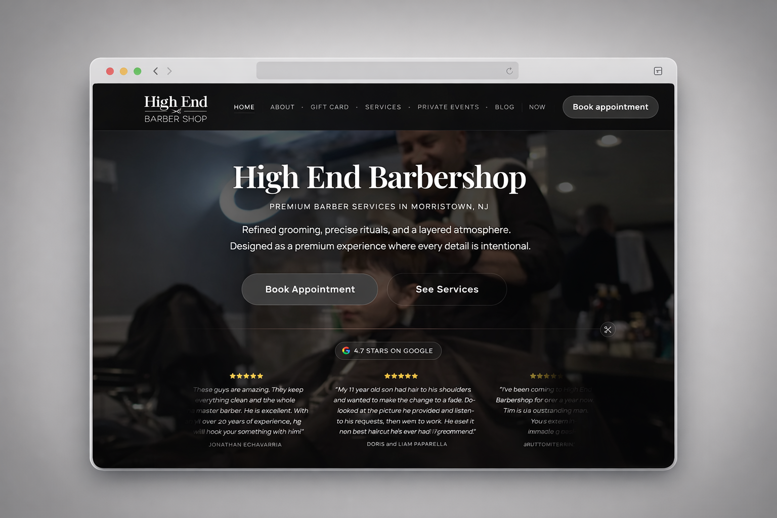 HighEndBarberShop project screenshot